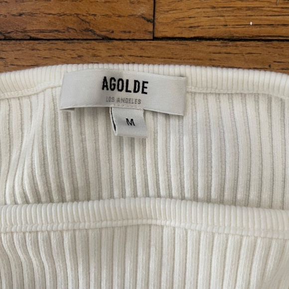 Agolde White Thick Ribbed Mina Organic Cotton - Tank Top -  Size Medium - Picture 6 of 9